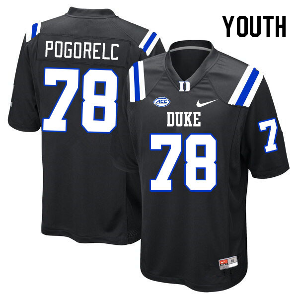 Youth #78 James Pogorelc Duke Blue Devils College Football Jerseys Stitched-Black